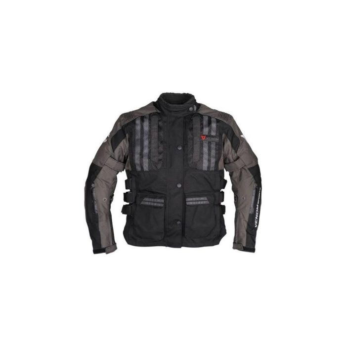 AR Motors Venom Tourex Touring Motorsiklet Ceket ( Mont ) Gri – Siyah