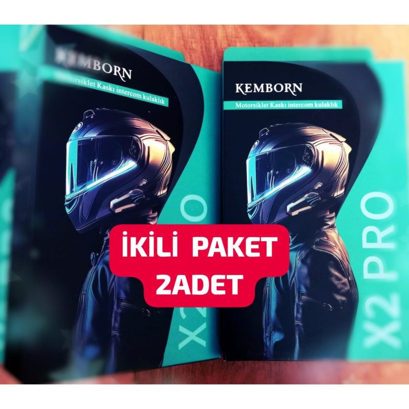 Kemborn X2 Pro 1200 mt 2Adet 2 Kişilik intercom interkom Motosiklet  Kask Bluetooth Kulaklık Seti….