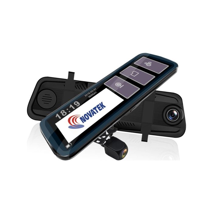 Novatek NT910 10 inç Dokunmatik 2.5D Kavisli IPS Tam Ekran 128GB Kart Destekli Stream Media Sürgülü Slim Tip Dikiz Aynalı Araç Kamerası